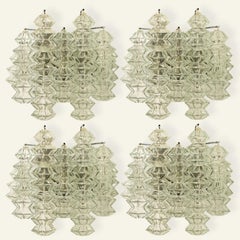 1 of the 4 Pagoda Chrome and Glass Sconces Wall Lights by Kalmar, Vienna 1969