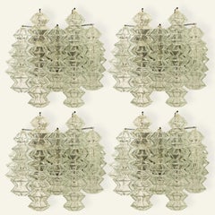 1 of the 4 Pagoda Chrome and Glass Sconces Wall Lights by Kalmar, Vienna 1969