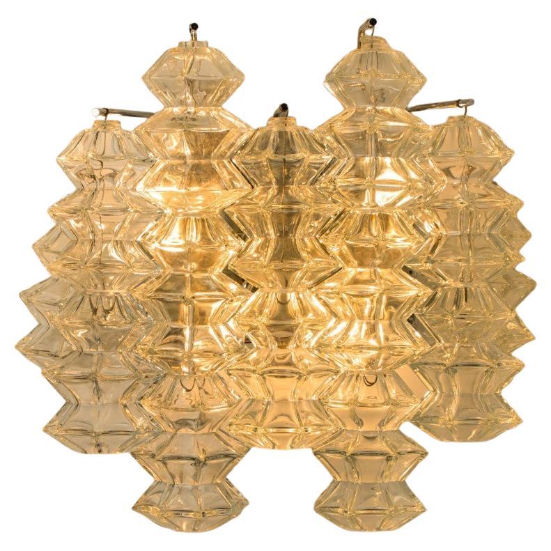 1 of the 4 Pagoda Chrome and Glass Sconces Wall Lights by Kalmar, Vienna 1969
