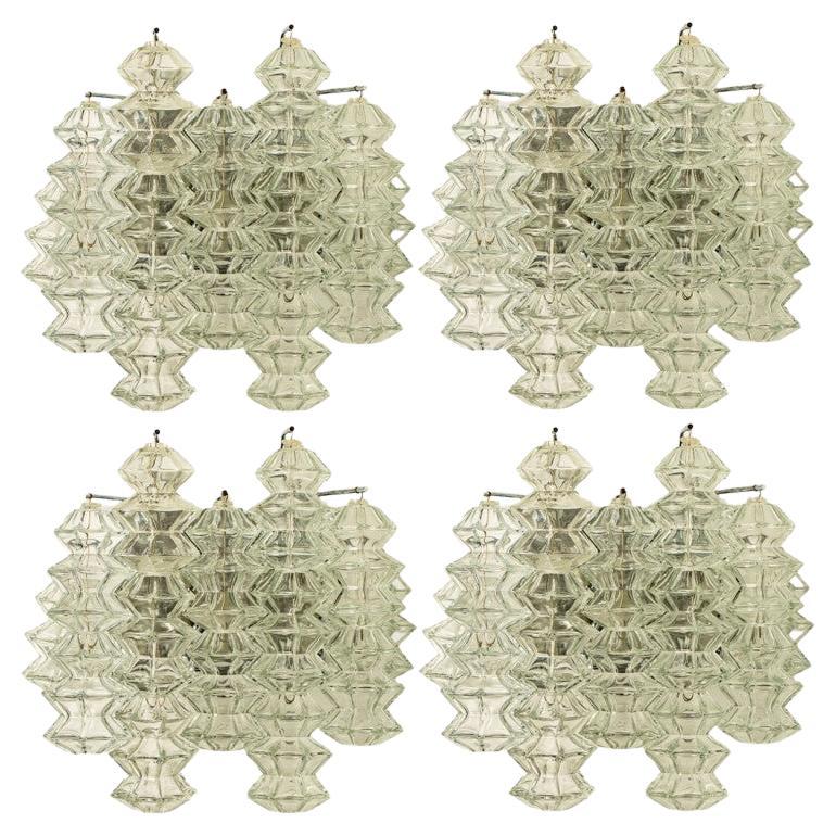 1 of the 4 Pagoda Chrome and Glass Sconces Wall Lights by Kalmar, Vienna 1969 For Sale