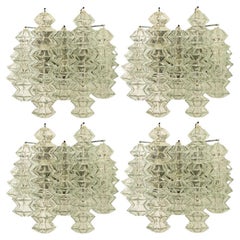 1 of the 4 Pagoda Chrome and Glass Sconces Wall Lights by Kalmar, Vienna 1969