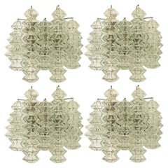 1 of the 4 Pagoda Chrome and Glass Sconces Wall Lights by Kalmar, Vienna 1969