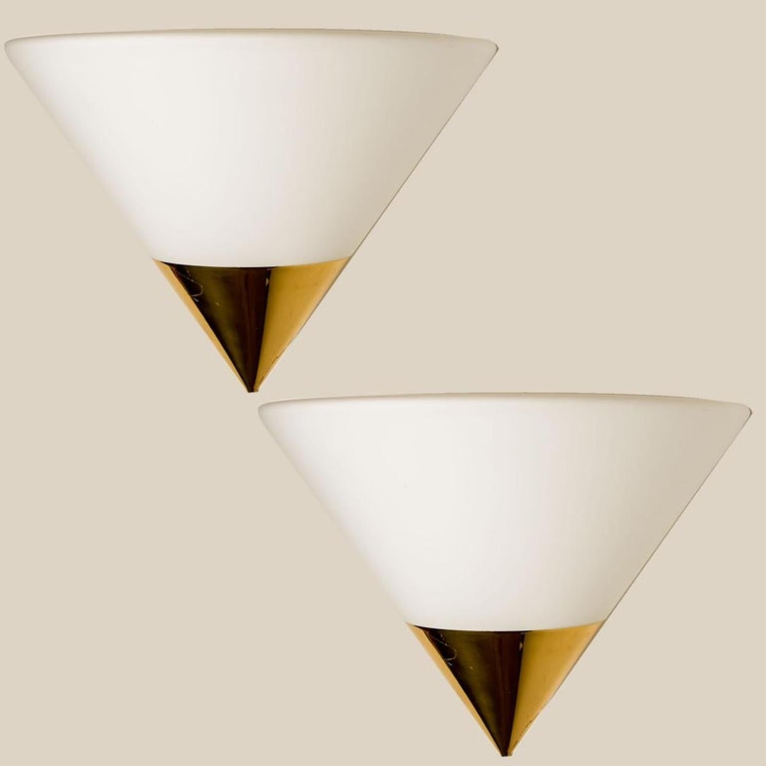 1 of the 4 Pairs Large Modern Wall Lamps by Glashütte Limburg, 1970 For Sale 3