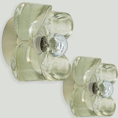 1 der 4 Paare von Bubble Glass Wall Lights Flush Mounts Deutschland, 1970
