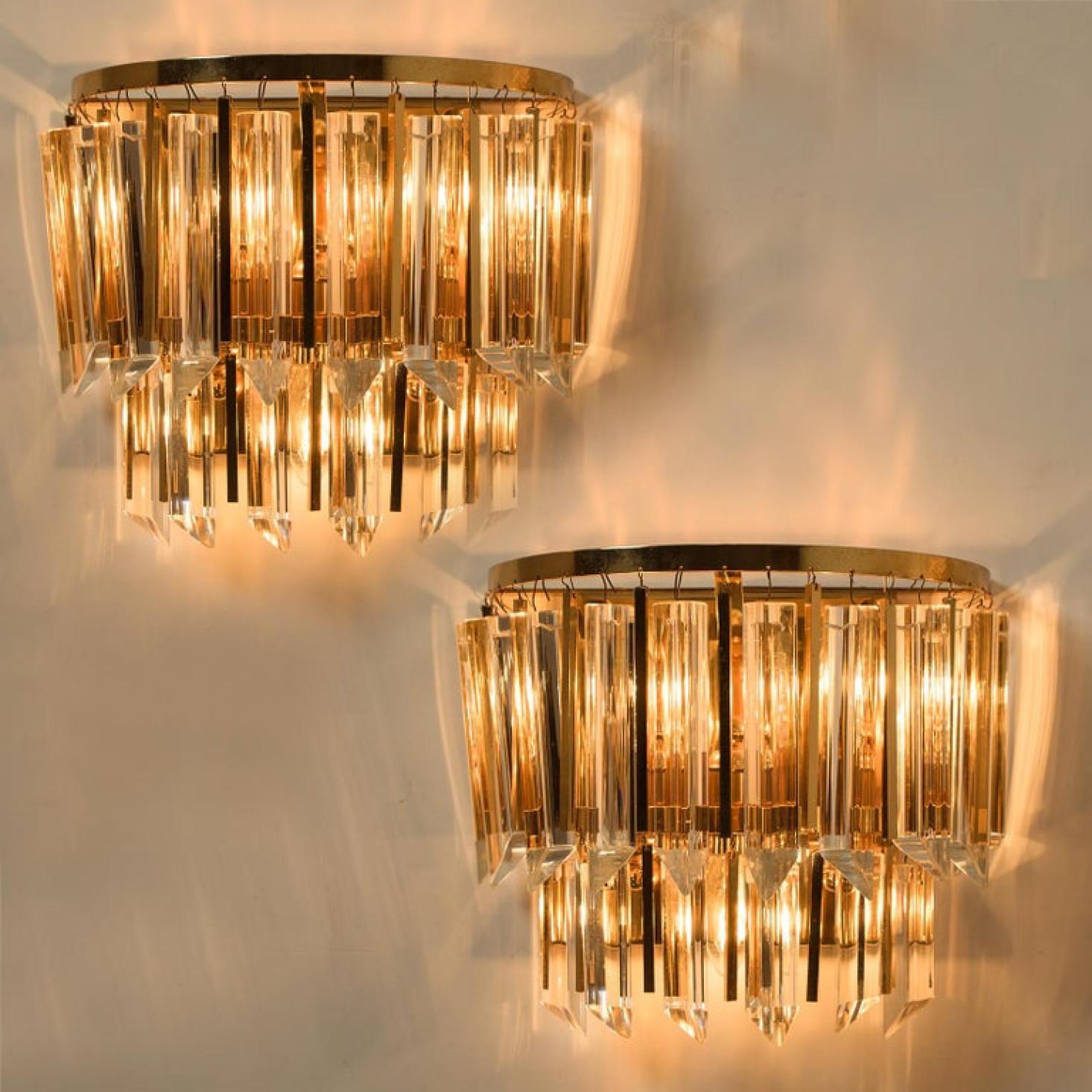 Other 1 of the 4 Palwa Murano Glass and Brass Sconces, Austria, 1960 For Sale