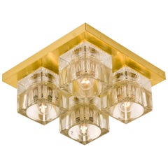 1 of the 4 Peill & Putzler Wall Light Ceiling Light, Brass and Glass, 1970