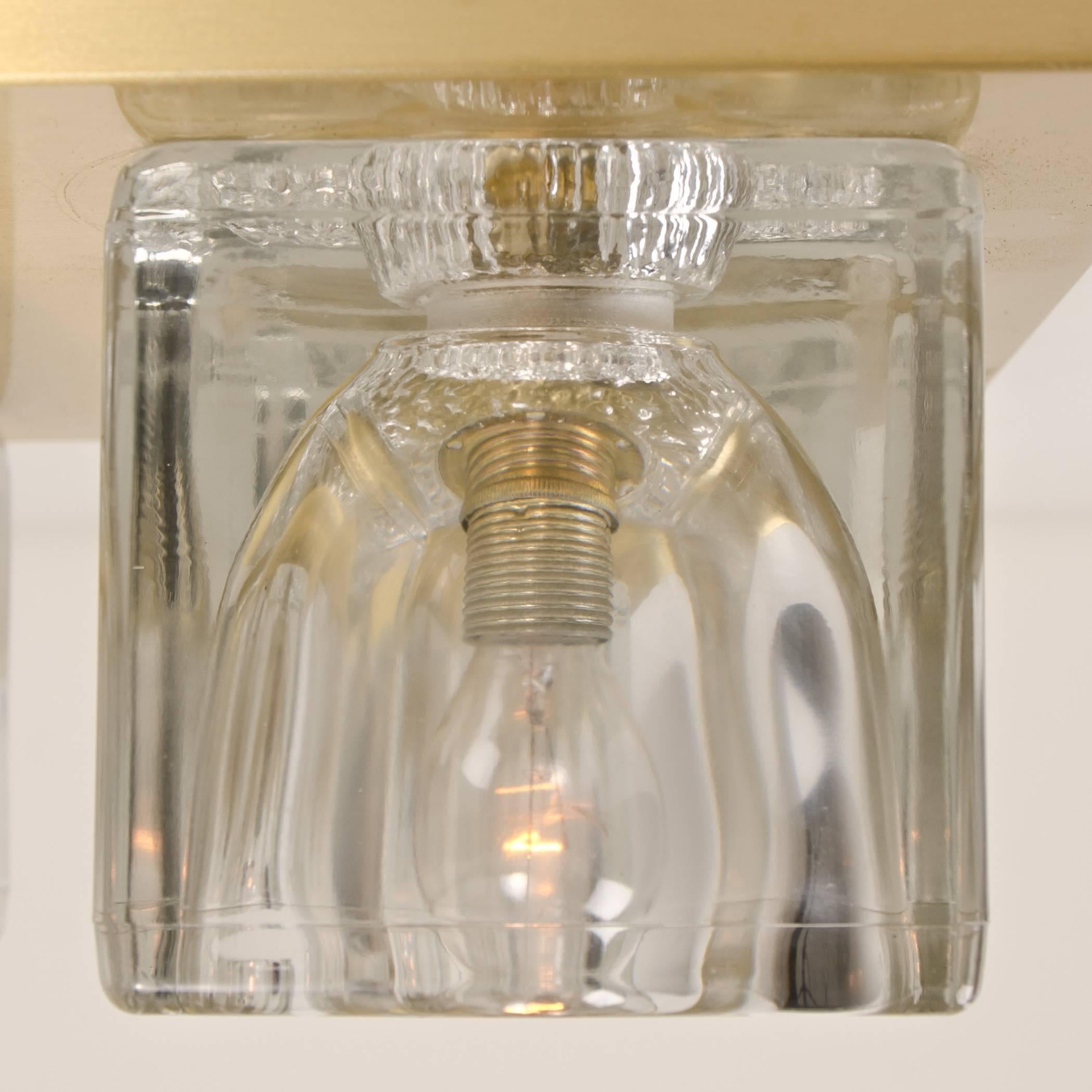 1 of the 4 Peill & Putzler Wall Light Ceiling Light, Brass and Glass, 1970 In Excellent Condition In Rijssen, NL