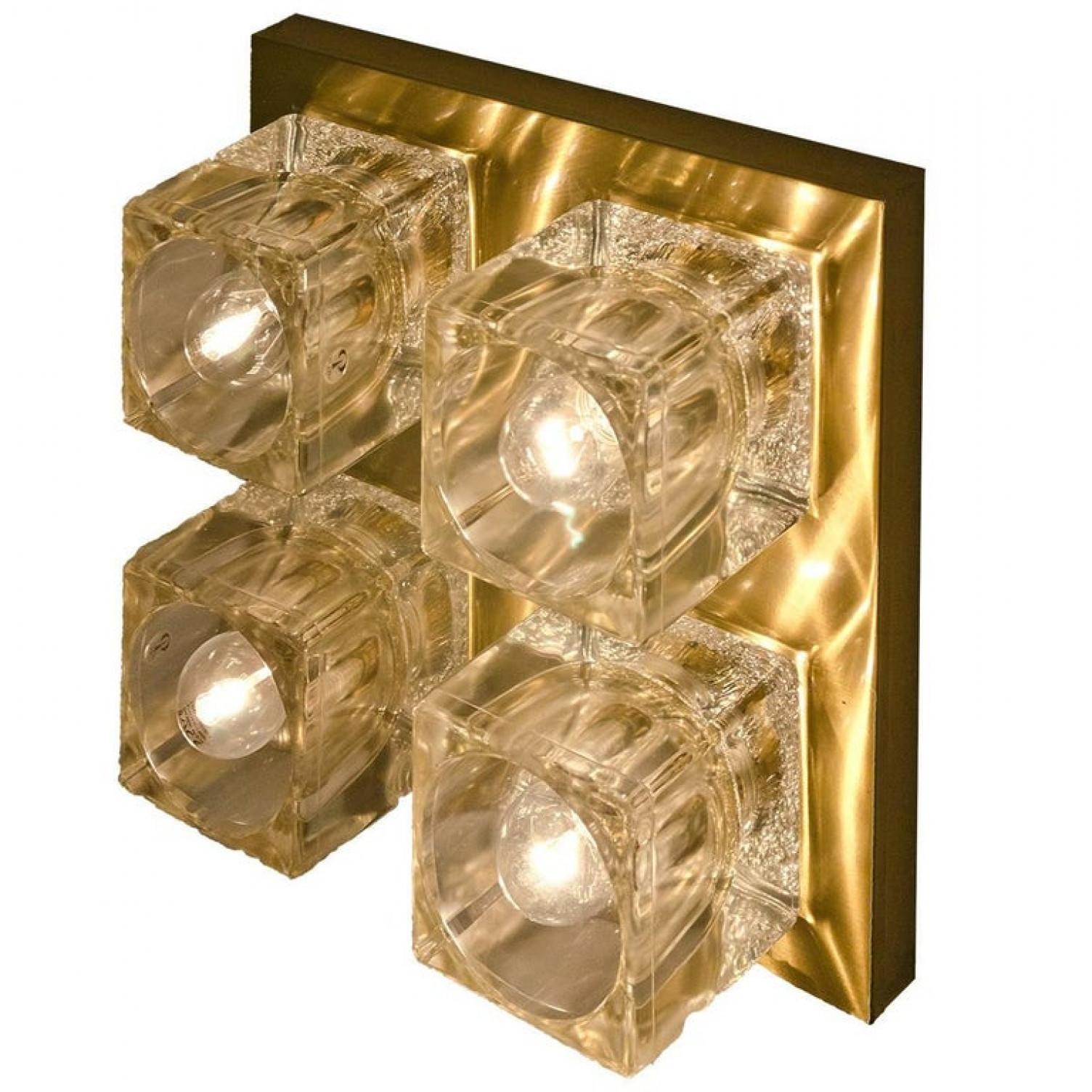 1 des 4 plafonniers Peill & Putzler, laiton et verre, 1970 en vente 1