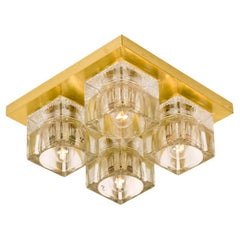 1 of the 4 Peill & Putzler Wall Light Ceiling Light, Brass and Glass, 1970