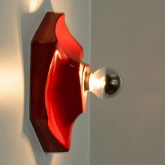 1 of the 4 Red Ceramic Wall Lights, West-Germany