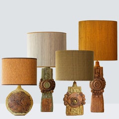 1 der 4 Rooke-Lampen, Lampenschirme aus Seide von R. Houben