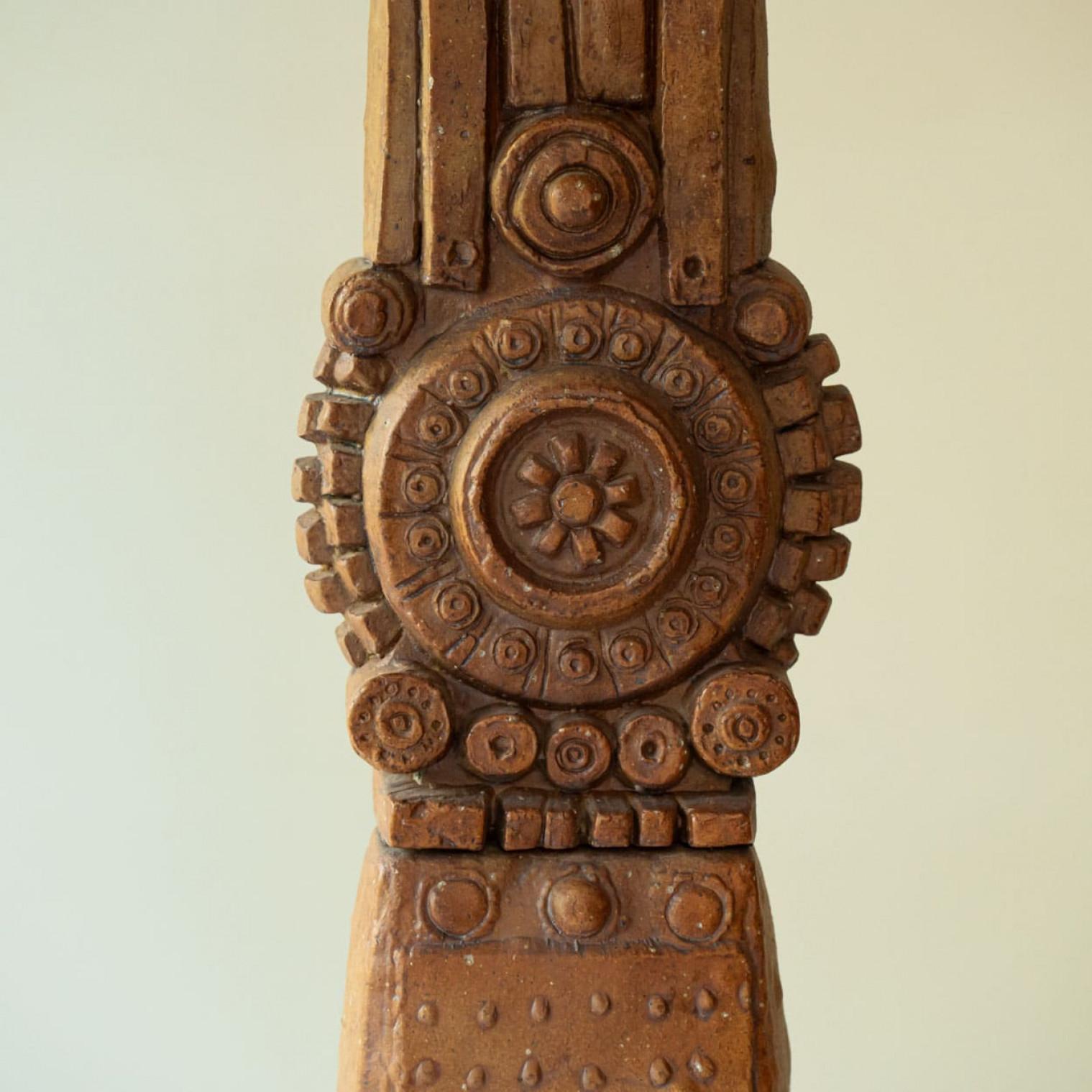 Ceramic 1 of the 4 Rooke Lamps, Custom Silk Lamp Shades by R. Houben For Sale