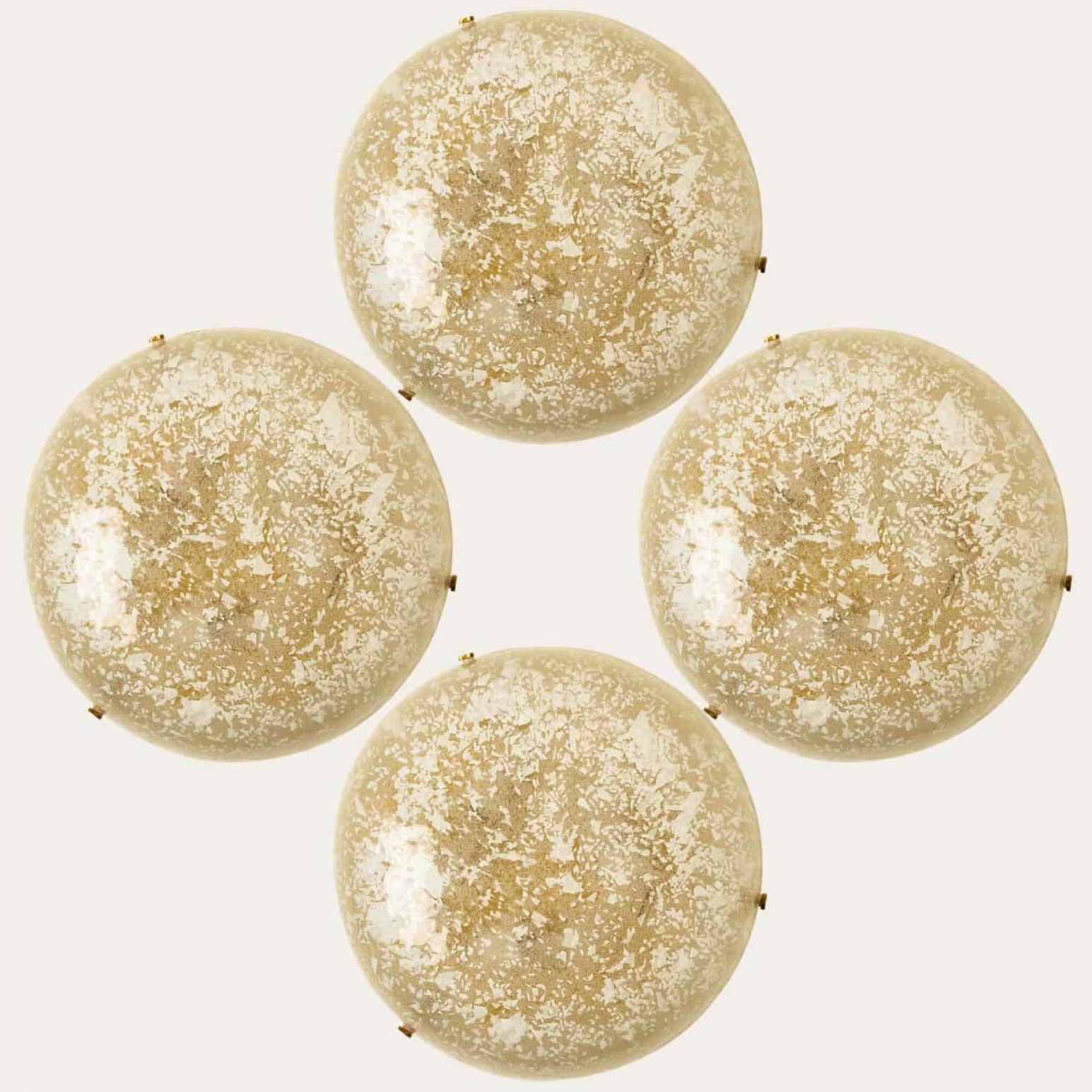 Mid-Century Modern 1 of the 4 Round Snowflake Glass Flush Mounts, Germany, 1970 For Sale