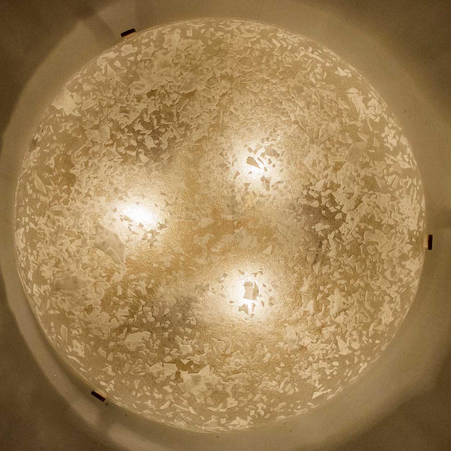 Late 20th Century 1 of the 4 Round Snowflake Glass Flush Mounts, Germany, 1970 For Sale