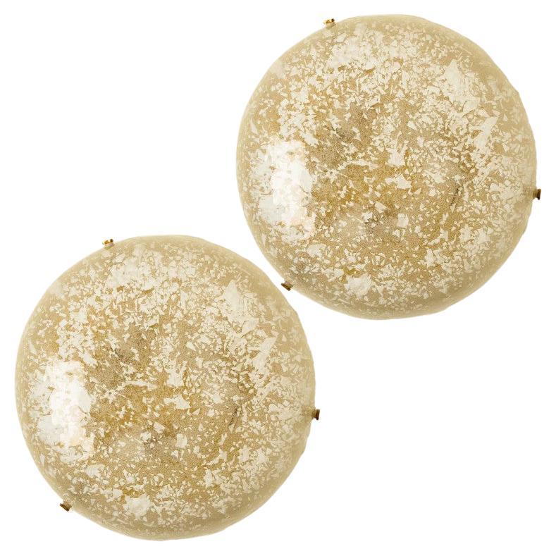 1 of the 4 Round Snowflake Glass Flush Mounts, Germany, 1970 For Sale