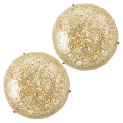 1 of the 4 Round Snowflake Glass Flush Mounts, Germany, 1970