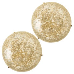 1 des 4 affleurants ronds en verre flocon de neige, Allemagne, 1970