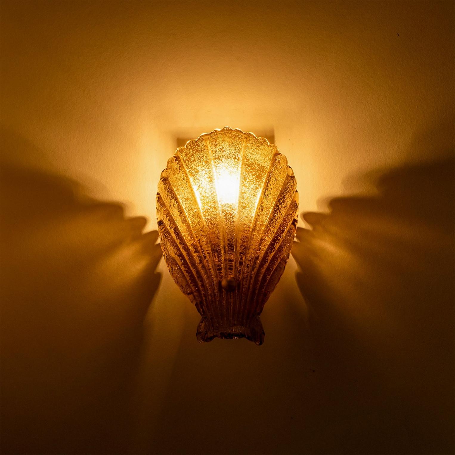 1 of the 4 Shell Wall Lights Murano Glass, Italy, 1969 For Sale 3