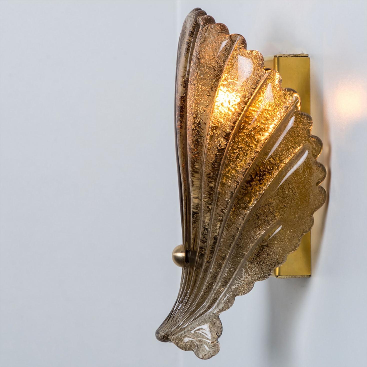 Italian 1 of the 4 Shell Wall Lights Murano Glass, Italy, 1969 For Sale