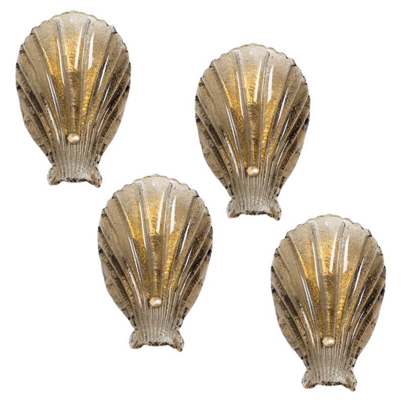1 of the 4 Shell Wall Lights Murano Glass, Italy, 1969 For Sale
