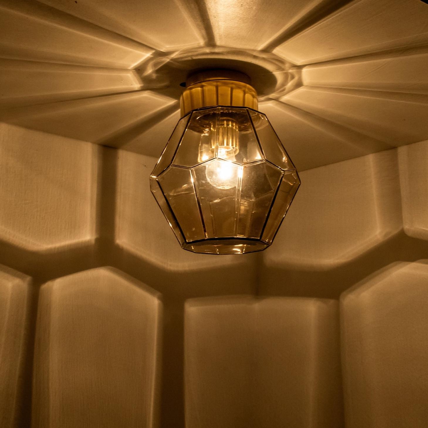 1 of the 4 Smoked Glass Flush Mount from Glashütte Limburg, 1970s For Sale 2