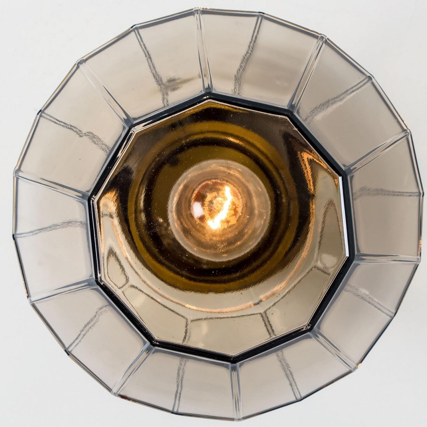 1 of the 4  Smoked Glass Flush Mount from Glashütte Limburg, 1970s For Sale 3