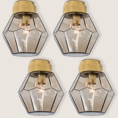 1 of the 4 Smoked Glass Flush Mount from Glashütte Limburg, 1970s