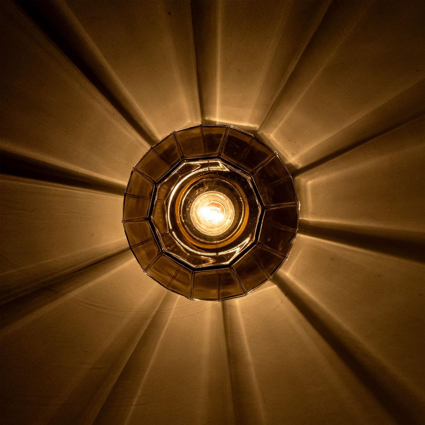 1 of the 4 Smoked Glass Flush Mount from Glashütte Limburg, 1970s For Sale 1