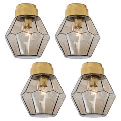 1 der 4  Flush Mount aus Rauchglas von Glashütte Limburg, 1970er Jahre
