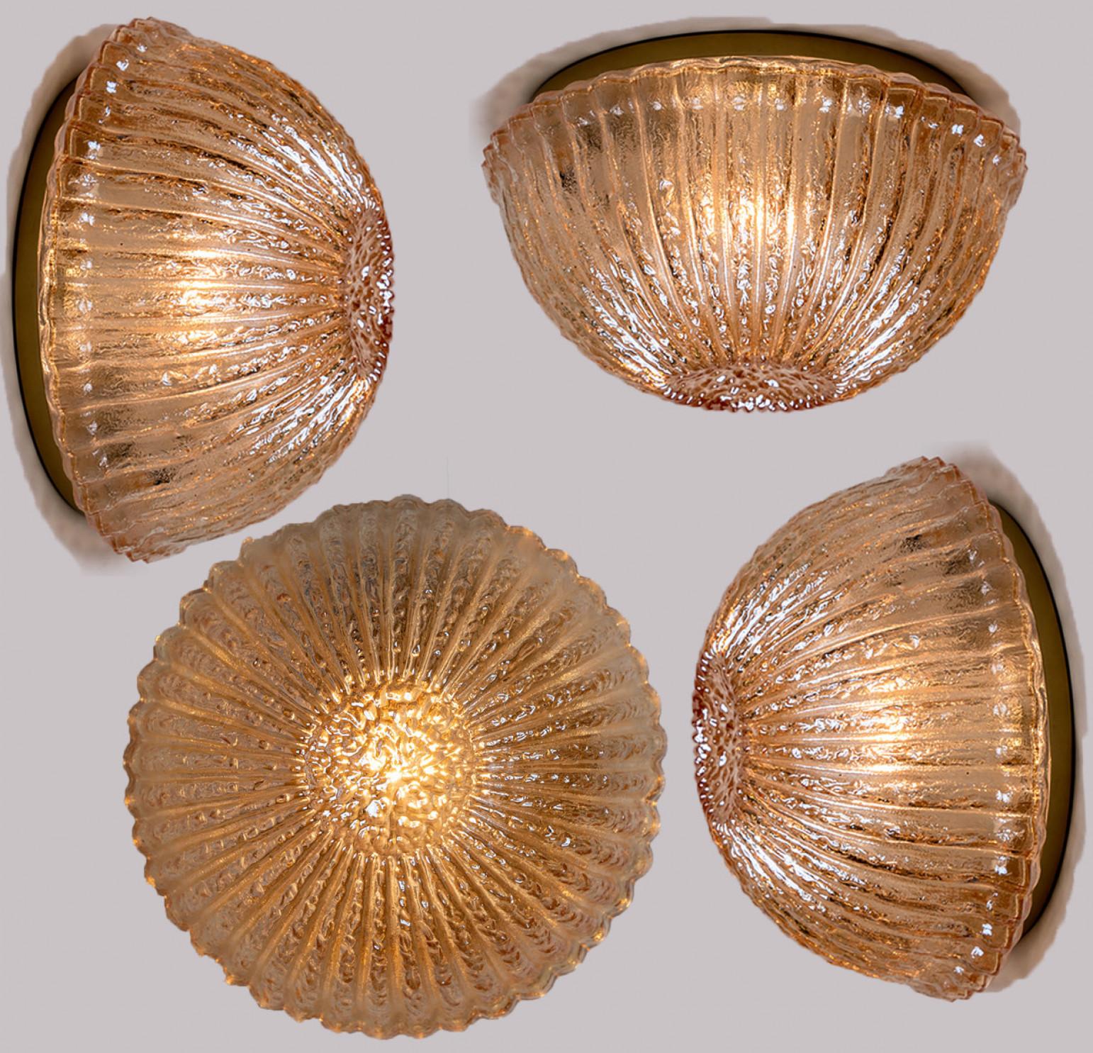 1 des 4 plafonniers ou encastrés en verre fumé de Peill Putzler, 1970 en vente 5