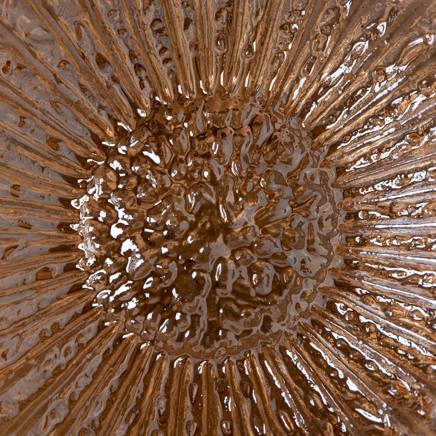 Mid-Century Modern 1 des 4 plafonniers ou encastrés en verre fumé de Peill Putzler, 1970 en vente
