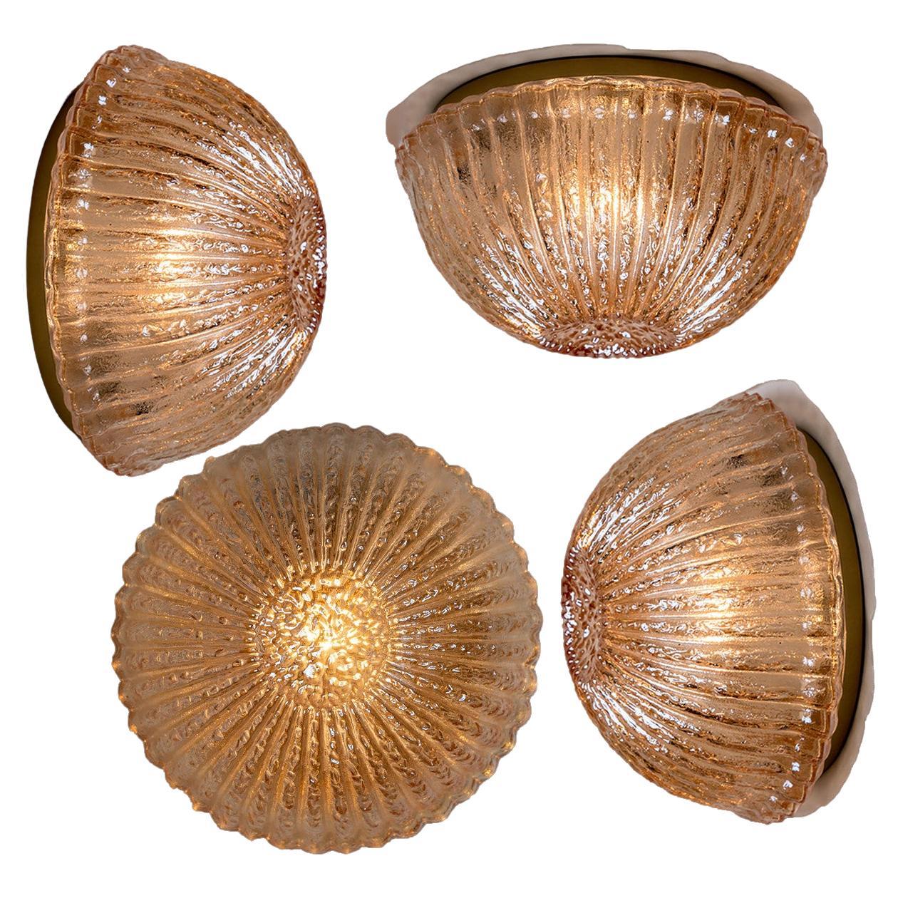1 of the 4 Smoked Glass Wall or Flush Mount by Peill Putzler, 1970