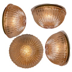 1 of the 4 Smoked Glass Wall or Flush Mount by Peill Putzler, 1970