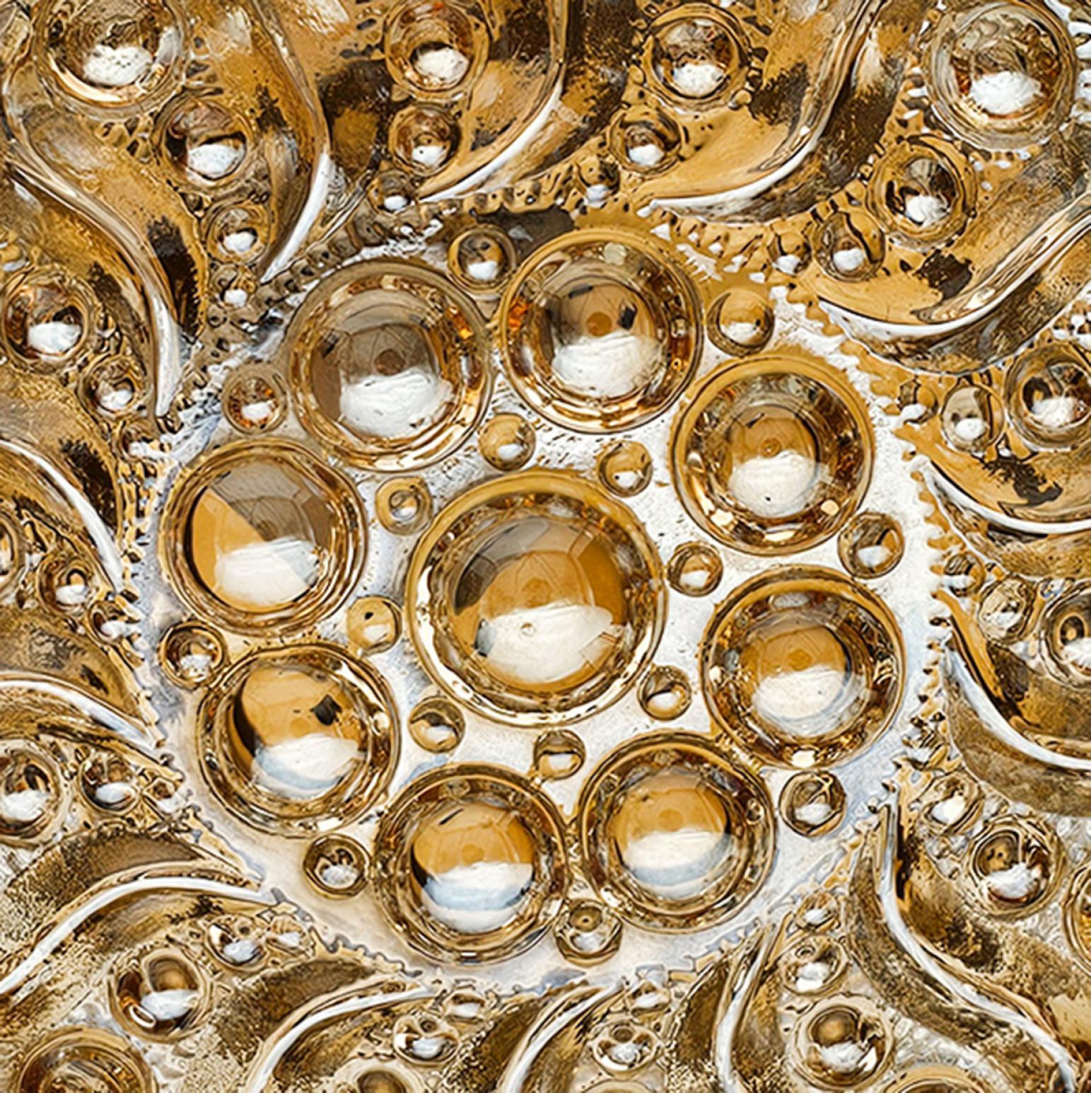 1 of the 4 Square Sun Amber Bubble Glass Wall Light by Helena Tynell For Sale 5