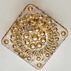 1 of the 4 Square Sun Amber Bubble Glass Wall Light by Helena Tynell