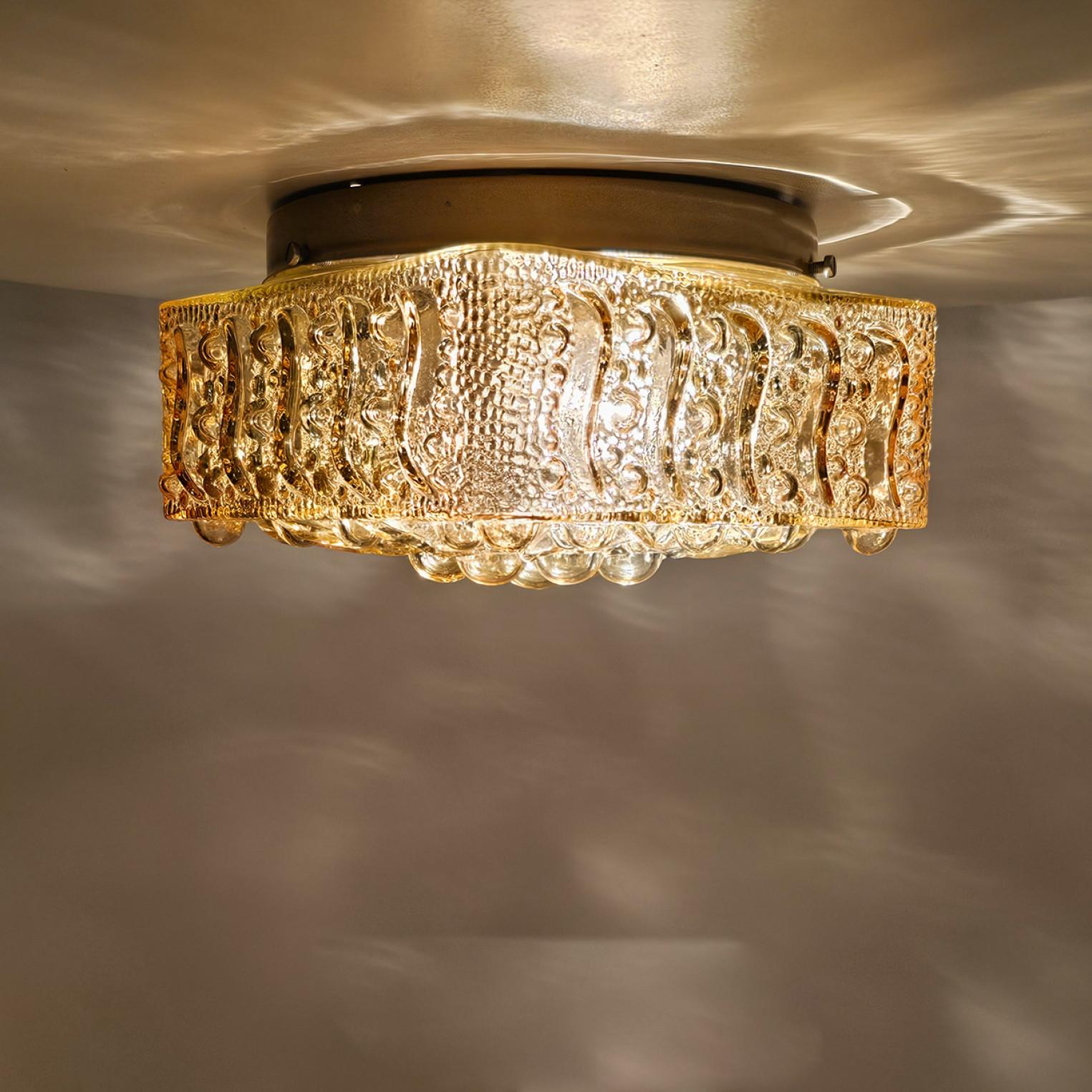 Metal 1 of the 4 Square Sun Amber Bubble Glass Wall Light by Helena Tynell For Sale