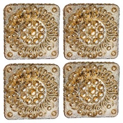 1 of the 4 Square Sun Amber Bubble Glass Wall Light by Helena Tynell