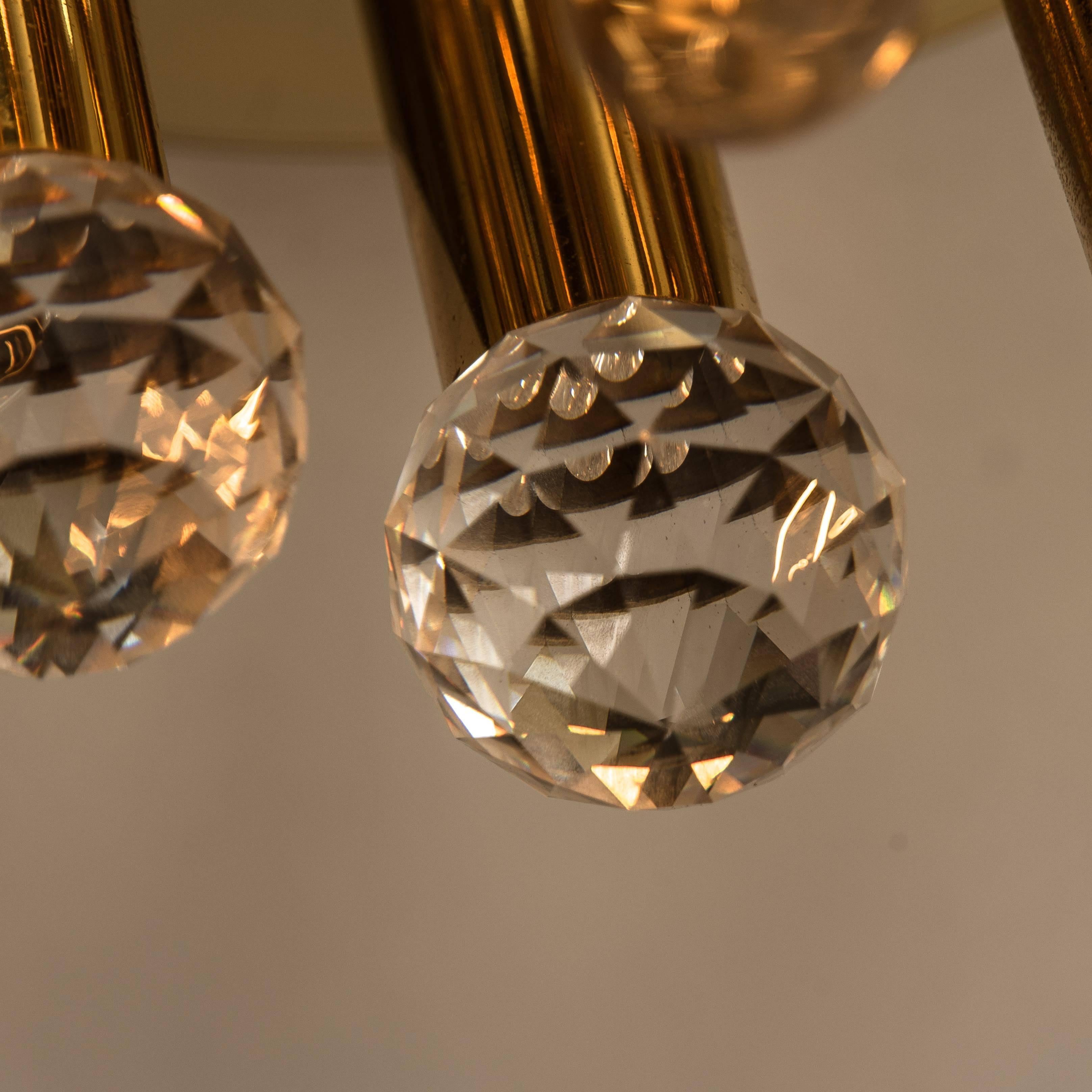 1 des 4 lampes encastrées en cristal Swarovski et laiton doré d'Ernest Palme, années 1960 Bon état - En vente à Rijssen, NL