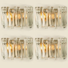 1 of the 4 Textured Ice Glass Chrome Wall Lights Kalmar, 1970
