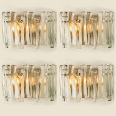 1 dei 4 lampadari da parete in vetro ghiaccio testurizzato Kalmar Lighting, 1970