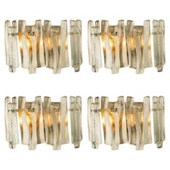 1 of the 4 Textured Ice Glass Chrome Wall Lights Kalmar, 1970