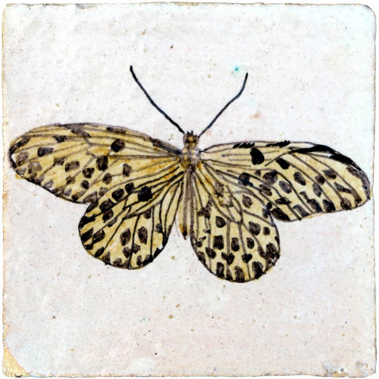 Adam Style 1 of the 4 Unique Handmade Majolica Butterfly Tiles Made in Italy