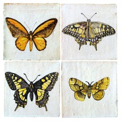 1 of the 4 Unique Handmade Majolica Butterfly Tiles Made in Italy