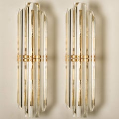 1 des 4 appliques en verre de Murano et laiton doré de style Venini, années 1960