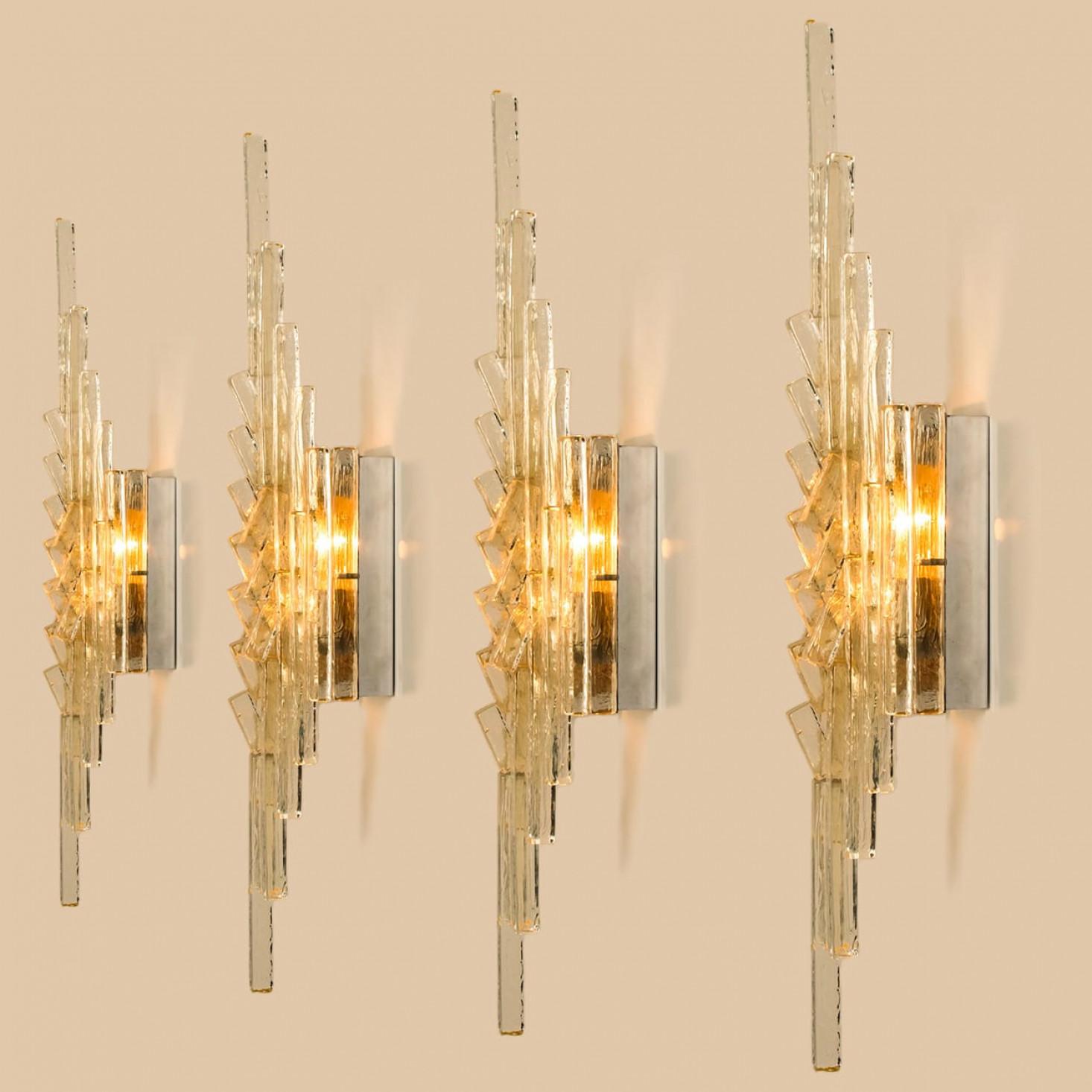 1 of the 4 XXL PoliArte Glass Wall Lights, Italy 1970s In Good Condition For Sale In Rijssen, NL