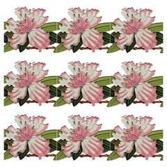 1 der 40 antiken Jugendstilfliesen Rosa Blume, Gilliot Freres Hemiksen