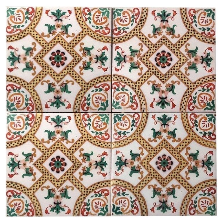 1 of the 40 Antique Ceramic Tiles with Fish by Onda Spain, circa 1900 For Sale