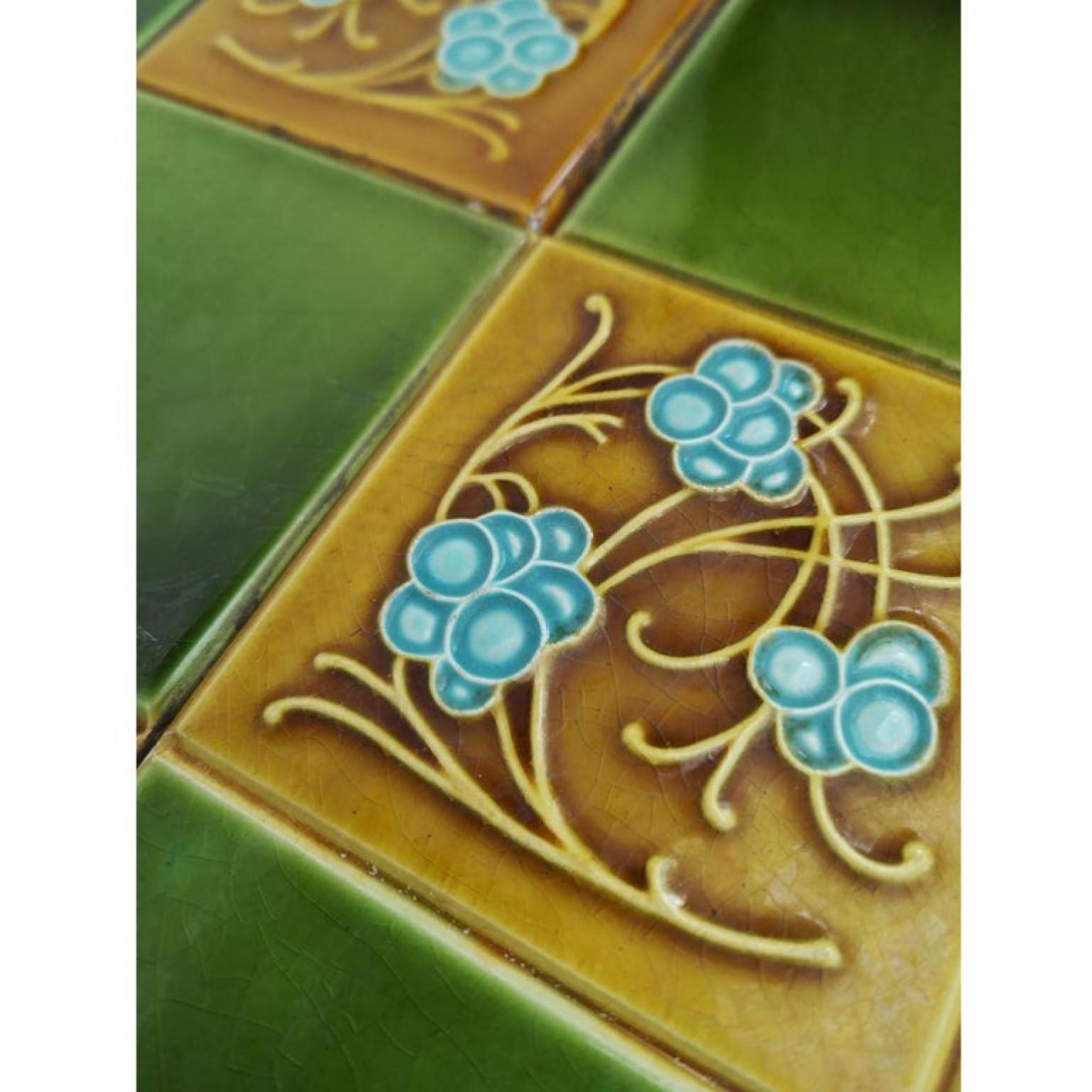 1 of the 40 Art Deco Glased Relief Tiles by Gilliot Frères, Hemiksem, circa 1920 For Sale 1
