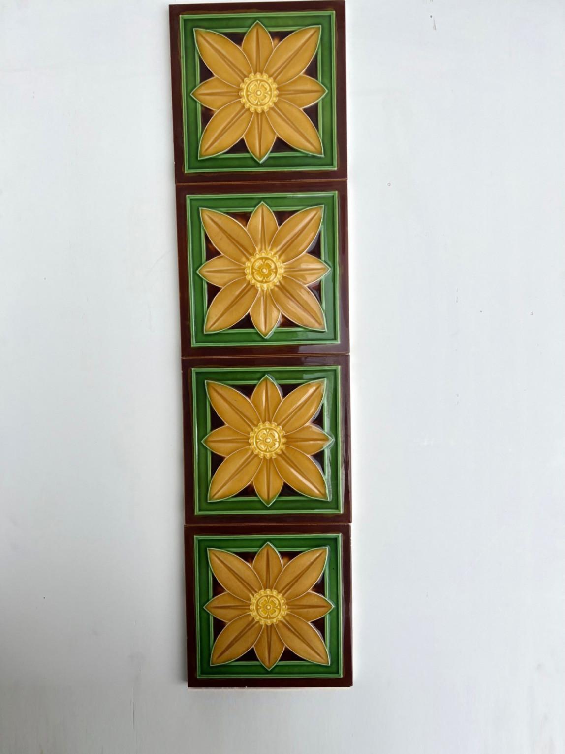 1 of the 40 Art Deco Glazed Relief Tiles by Gilliot, Hemiksem, circa 1920 For Sale 4