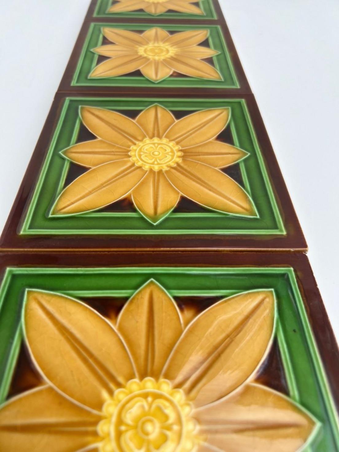 1 of the 40 Art Deco Glazed Relief Tiles by Gilliot, Hemiksem, circa 1920 For Sale 5